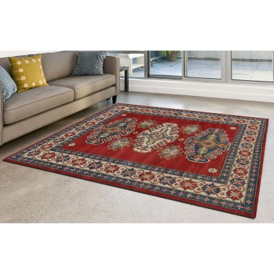Traditional Kazak Hand-Knotted 6' x 9' Area Rug, Multi-Color