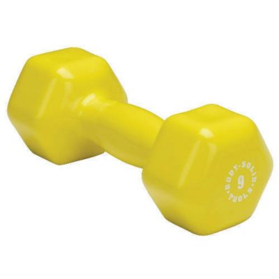 Body Solid Tools BSTVD9 9 lb Vinyl Yellow Dumbbell