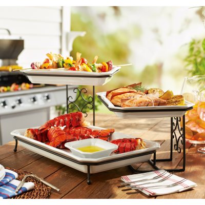 NEW Three Tier Steel Frame Buffet Server W/ Three Platters 390332SC