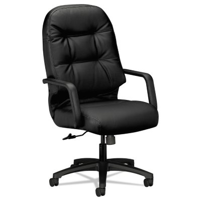 HON - Leather 2090 Pillow- Soft Series Executive High- Back Swivel/Tilt Chair - Black