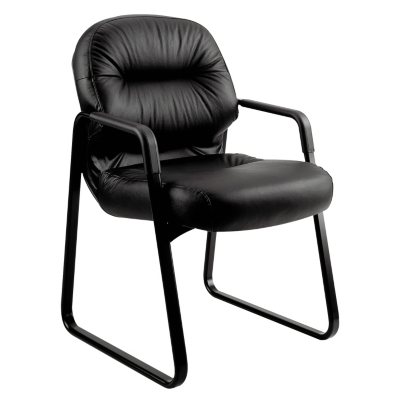 HON - Leather 2090 Pillow-Soft Series Guest Arm Chair - Black
