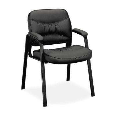 UPC 645162996411 product image for basyx VL640 Series Leather Guest Leg Base Chair, Black | upcitemdb.com