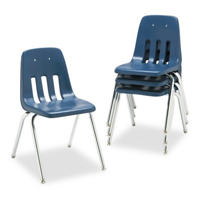 Virco - 9000 Series Classroom Chair, Black/Chrome Frame - 4/Carton