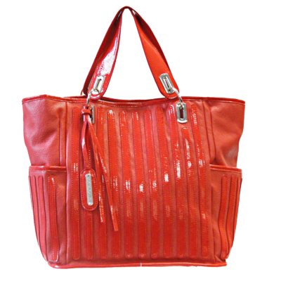 Fog by London Fog Margot Tote - Coral Pebble with Patent