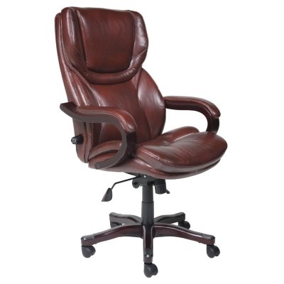 Lane Big & Tall Leather Executive Office Chair with Wood Detail Accents