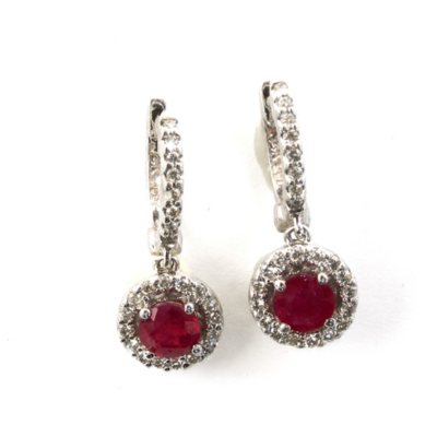 1.0 ct. t.w. Ruby & .33 ct. t.w. Diamond Earrings