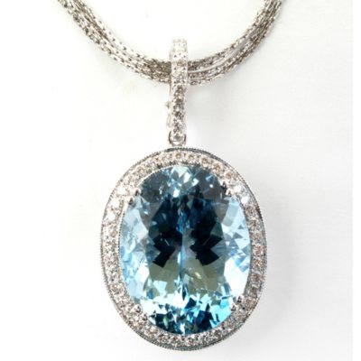 20 ct. Aquamarine and Diamond Pendant