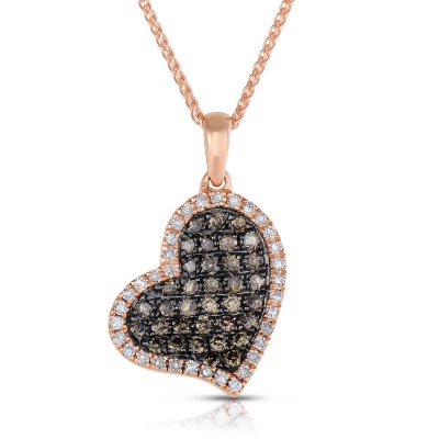 .30 CT. T.W. Round Cut Diamond Heart Pendant in 14K Rose Gold