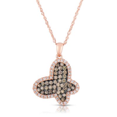 .53 CT. T.W. Round Cut Diamond Butterfly Pendant in 14K Rose Gold (I, I1)