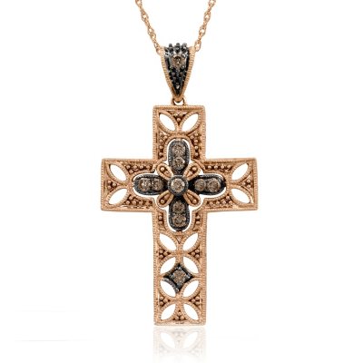 .24 ct. t.w. Diamond Cross Pendant in 14K Rose Gold