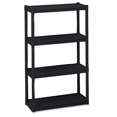 Iceberg - Rough N Ready 4 Shelf Open Storage System, Resin, 32w x 13d x 54h - Black