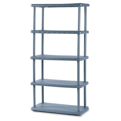 Iceberg - Rough N Ready 5 Shelf Open Storage System, Resin, 36w x 18d x 74h - Charcoal
