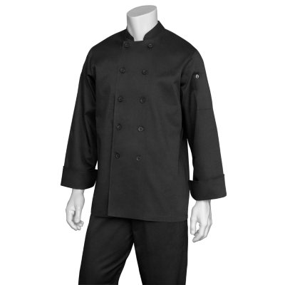 Chef Works Coat Bastille Basic Chef Coat - Black - "M"