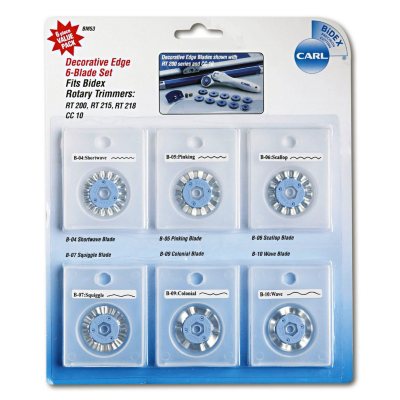 CARL - Bidex Replacement Blades for Rotary Trimmers, Assorted Cuts, 6 Set