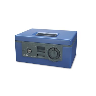 Carl - Security Box with Dual Lock, Removable Cash/Coin Tray, Steel - Blue