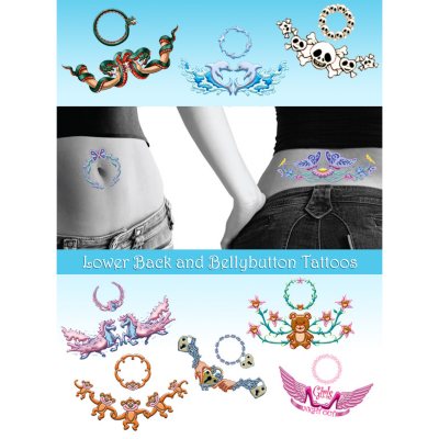 Girls Lower Back & Belly Button Tattoos #2 - 3" x 4" - 15 ct.