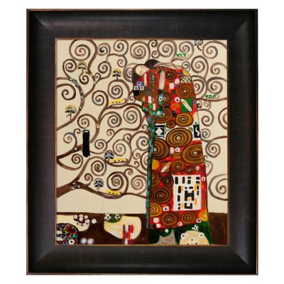 Hand-painted Oil Reproduction of Gustav Klimt's <i>Fulfillment the Embrace</i>.