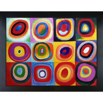 Hand-painted Oil Reproduction of Wassily Kandinsky's <i>Farbstudie Quadrate</i>.