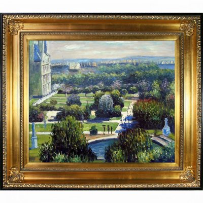 Hand-painted Oil Reproduction of Claude Monet's  <i>Les Tuileries, 1876, Musee Marmottan</i>.