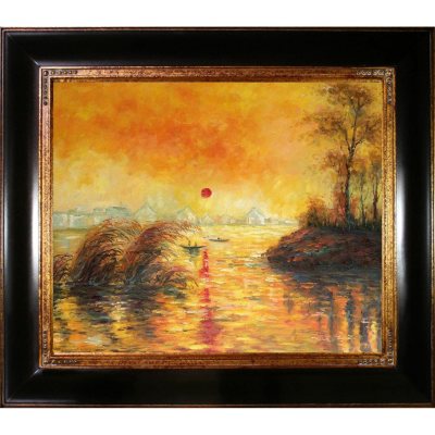 Hand-painted Oil Reproduction of Claude Monet's  Le Coucher Du Soleil La Seine.