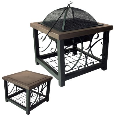 Fire Sense 28" x 28" Square Old World Bronze Fire Pit