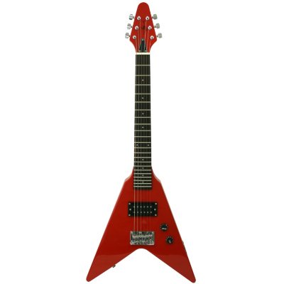 Mini V-Shaped Electric Guitar & Amp Pack in Red with 22" Scale