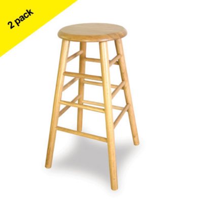 24" Wood Barstool - Natural - 2 pk.