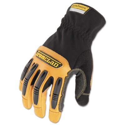 Ironclad Ranchworx Leather Gloves, Black/Tan (Medium)