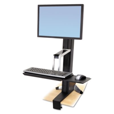 Ergotron WorkFit-S Sit-Stand Workstation without Worksurface, Aluminum/Black
