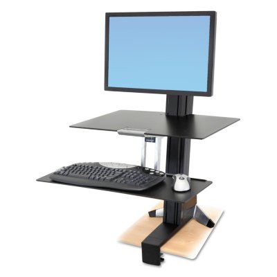 Ergotron WorkFit-S Sit-Stand Workstation with Worksurface, Aluminum/Black 