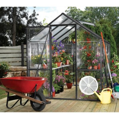 EasyGrow Black Frame Greenhouse - 6' x 8' 