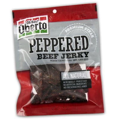 Oberto Peppered Beef Jerky - 8 count case - 3.25 oz. Bag 