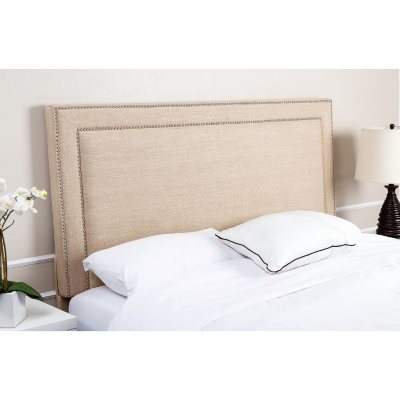 Lafeyette Nail Head Trim Wheat Velvet Headboard, King/Cal-King