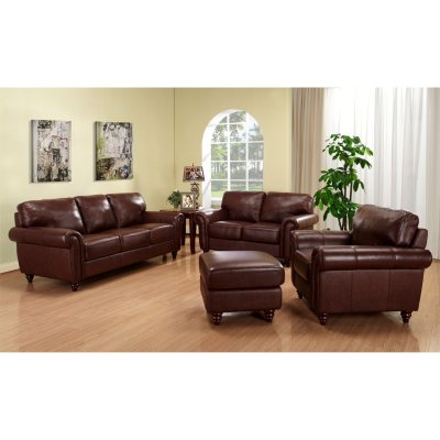 Caden Leather Living Room Set - 4 pc. by Leather Italia USA