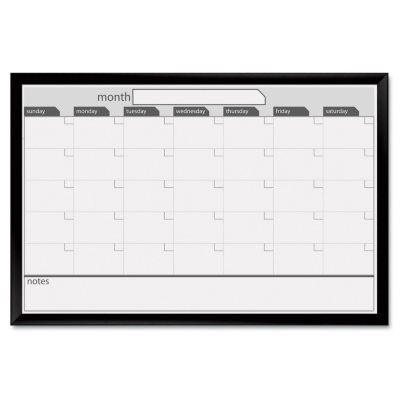 The Board Dudes - Magnetic Dry Erase Board, 36 x 24, Black/White Calendar with Black-Painted Frame