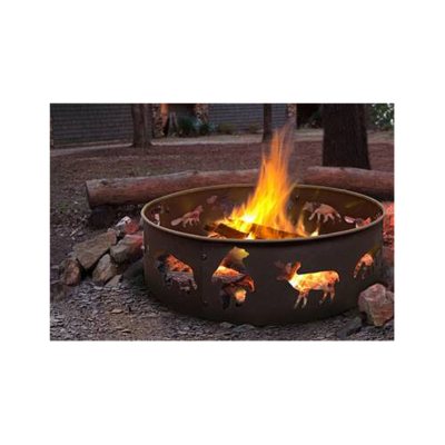 Big Sky Steel Fire Ring Wildlife - Black