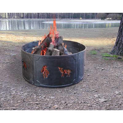 Big Sky Cast Iron Fire Ring Wildlife - Black