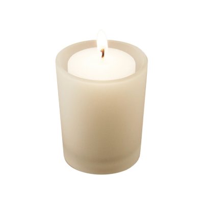 12 Frosted Candle Holders with 36 Votive Candles (15 hour)