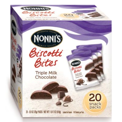 Nonni's Biscotti Bites Snack Packs - Triple Milk Chocolate - 1 lb. 2 oz. - 20 ct.