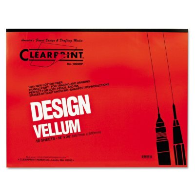 Clearprint Design Vellum Paper, 16lb, White, 18 x 24, 50 Sheets)
