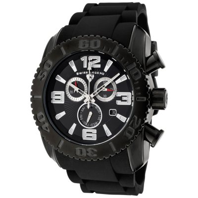 Swiss Legend Men's Commander Chronograph Black Rubber Strap Watch
