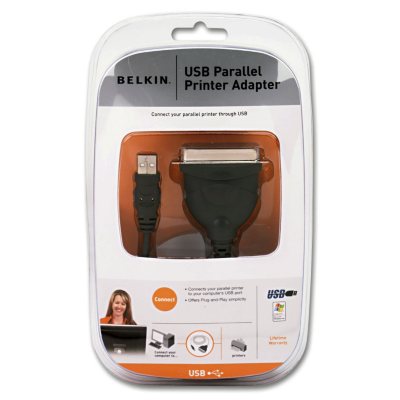 Belkin® USB Parallel Adapter, Centronics 36 Male - 6'