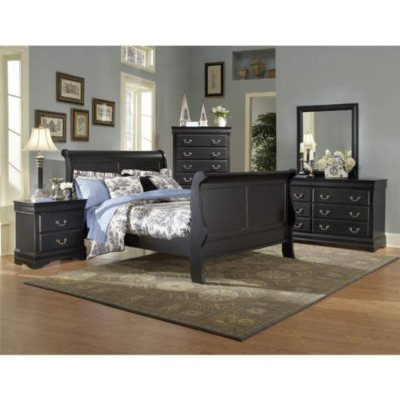 Louis Philippe Bedroom Set - 5 pc. - Black - Queen