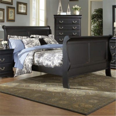 Louis Philippe Bed - Black - Queen