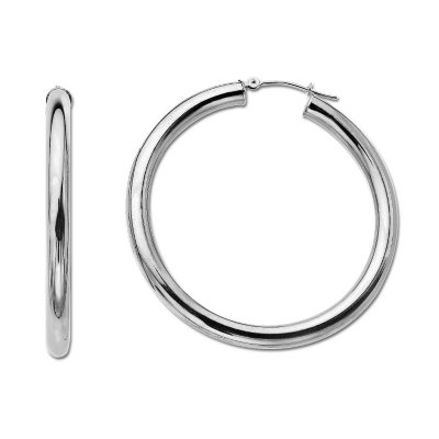 2 x 30mm Hoop Earrings in 14K White Gold