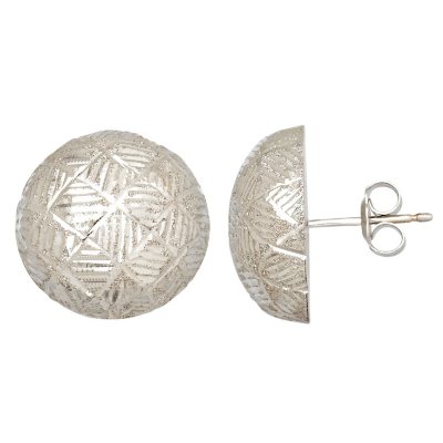 15mm Diamond Cut Button Earring in 14K Yellow Gold