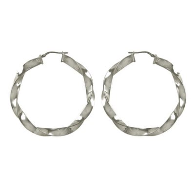 Love, Earth 6x50 Twist Tube Hoop Earrings in Sterling Silver