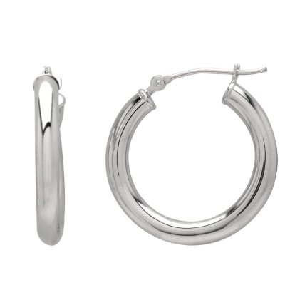 14k White Gold Hoop Earrings - 3 x 22mm