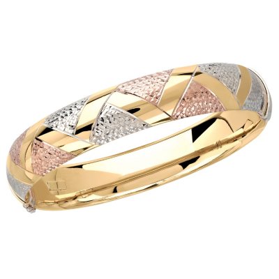 Love, Earth® Sterling Silver & 14K Gold Tri-Color Bangle Bracelet