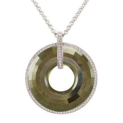 Love, Earth 24" Swarovski Circle Pendant on Sterling Silver Chain